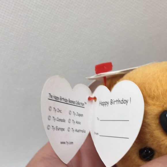 Ty Beanie Baby Retired 2004 Happy Birthday Bear Holding A Gift 5" Hanging Toy - Picture 6 of 11